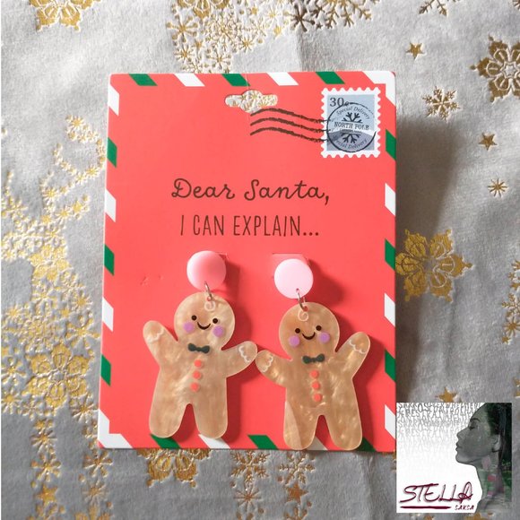 🎁 Dear Santa Gingerbread Earrings - Picture 1 of 2